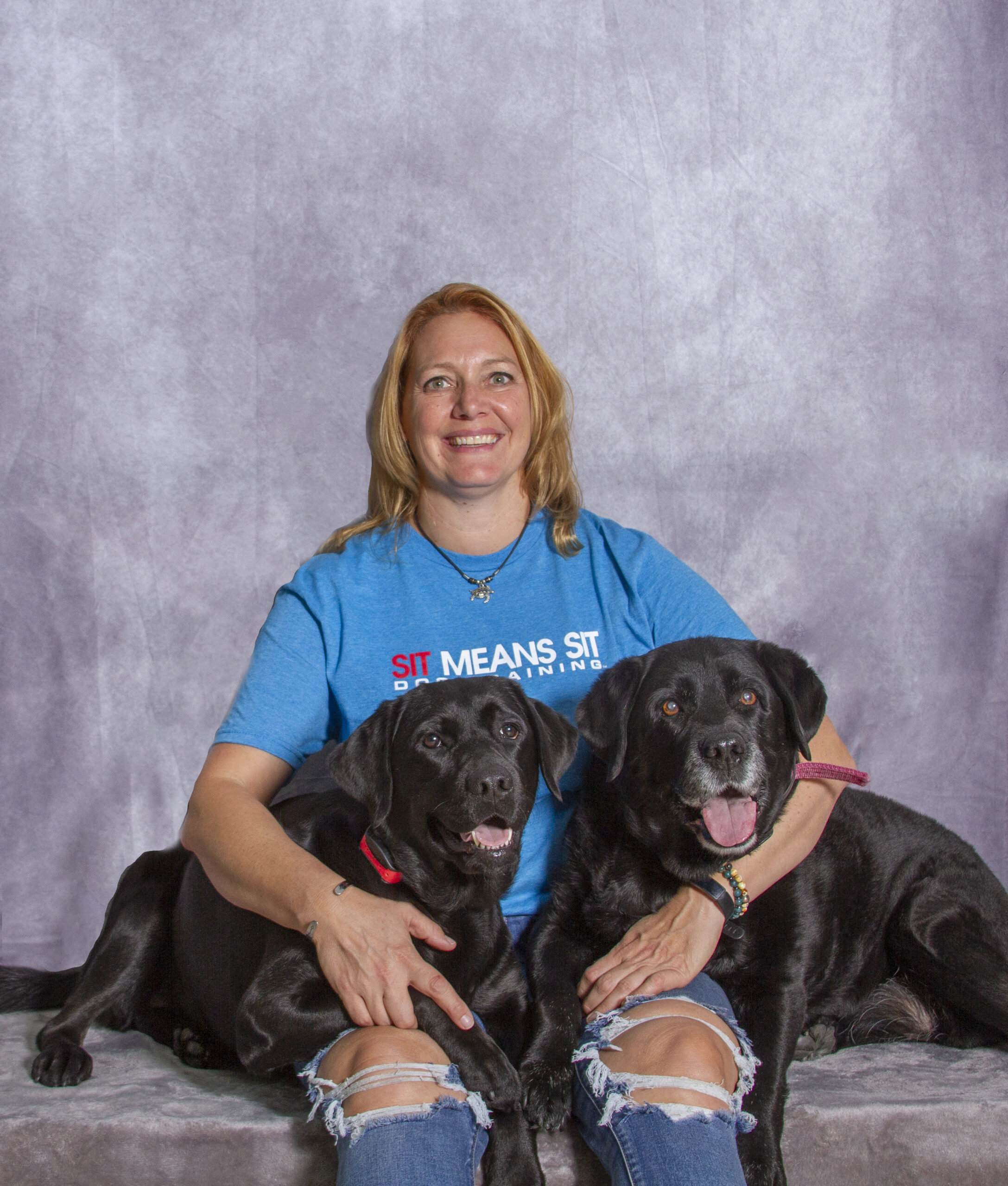 Leslie with her dogs